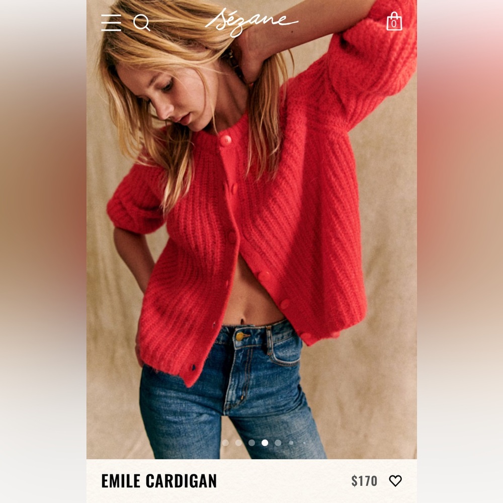Sézane Vibrant Red Emile Cardigan small